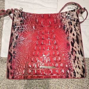 Brahmin Vibrant Red Embossed Shoulder Bag